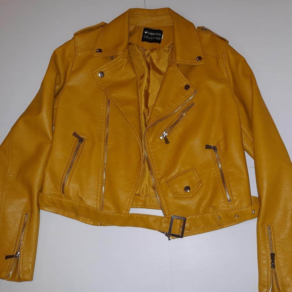 Flamant Rose Medium Mustard leather jacket